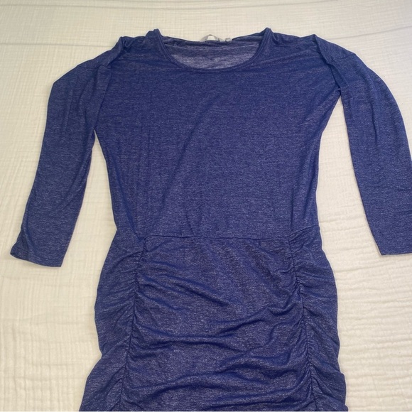 Athleta Tulip Dress Heathered Ruched Long Sleeve Blue Athletic Dress Size Small - Picture 3 of 11